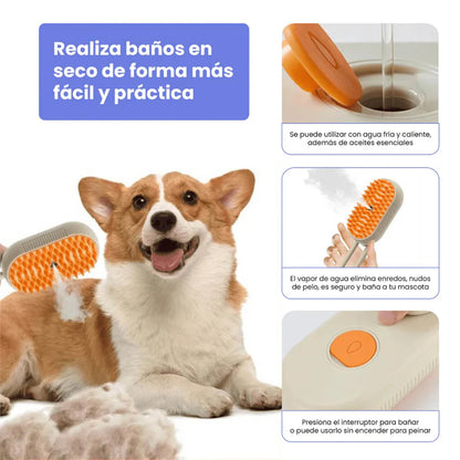 Cepillo de vapor 3 en 1 para Perros y Gatos